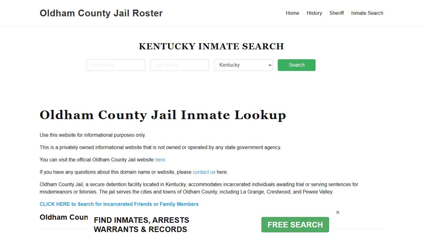 Oldham County Jail Roster Lookup, KY, Inmate Search